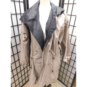 Womens British Mist Hooded Lined Trench Coat Beige Medium